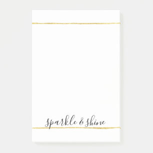 Chic White Gold Stripes Post-it Notes