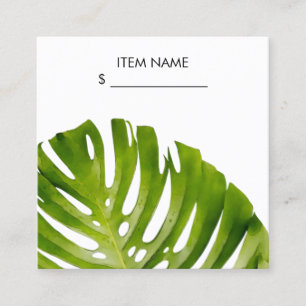CHIC WHITE GREEN MONSTERA LEAF FOLIAGE PRICE TAG