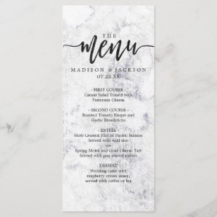 Chic White & Grey Marble Wedding Menu