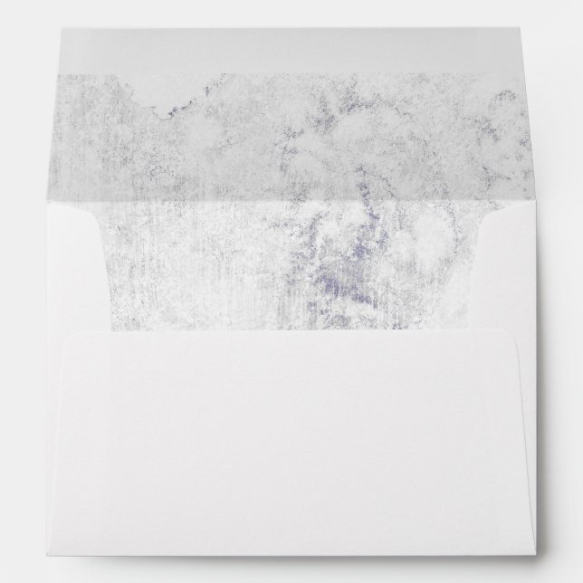 Chic White & Grey Marble Wedding Monogram Envelopes (Back (Bottom))