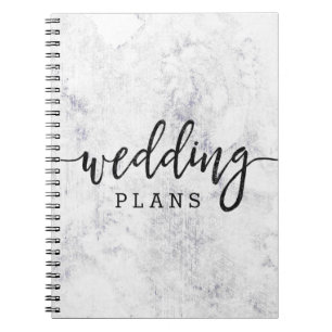 Chic White & Grey Marble Wedding Planner Spiral Notebook