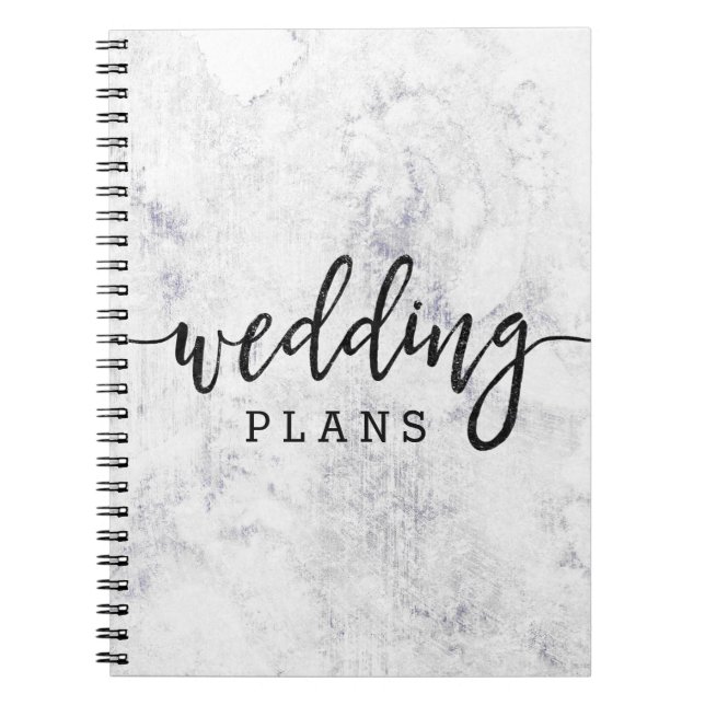 Chic White & Grey Marble Wedding Planner Spiral Notebook (Front)
