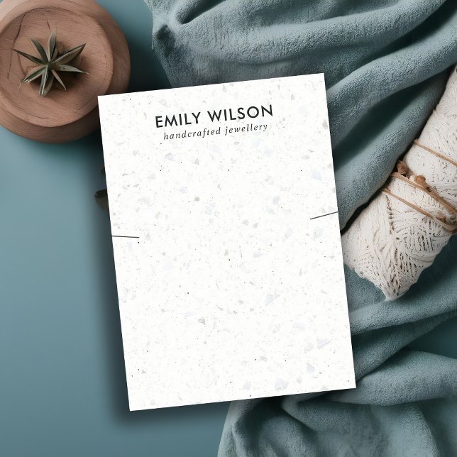 CHIC WHITE GREY TERRAZZO NECKLACE BRACELET DISPLAY BUSINESS CARD (Creator Uploaded)