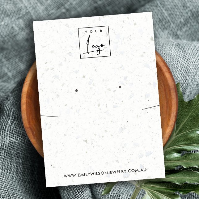 CHIC WHITE GREY TERRAZZO NECKLACE EARRING DISPLAY BUSINESS CARD (Creator Uploaded)