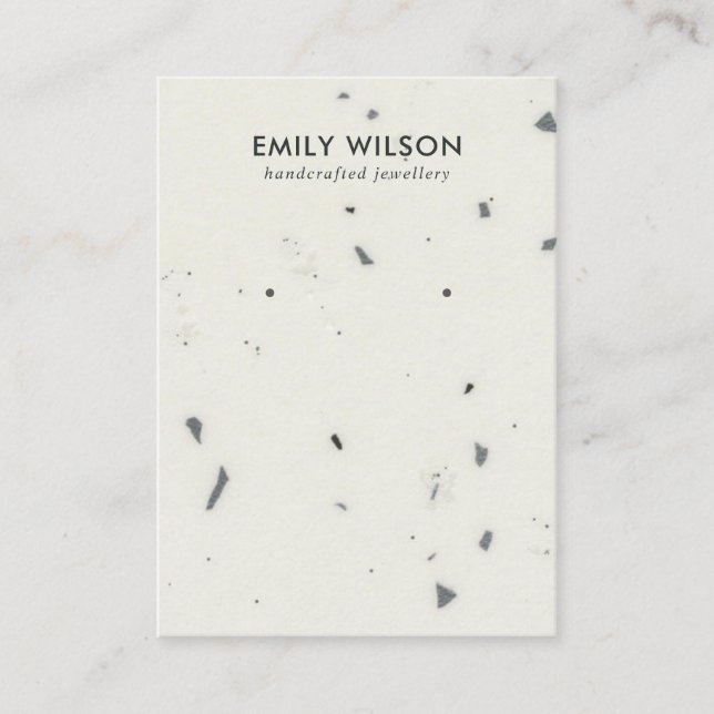 CHIC WHITE GREY TERRAZZO STUD EARRING DISPLAY CARD (Front)