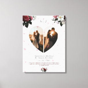 Chic White Heart Shaped Photo Custom For Couples Canvas Print