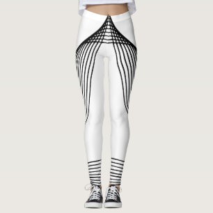 "Chic White Leggings with Bold Black Lines"