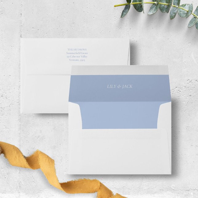 Chic White Lined Couple Names Event Wedding  Envelope (Creator Uploaded)