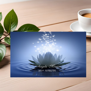 Chic White Lotus Blue Business Card