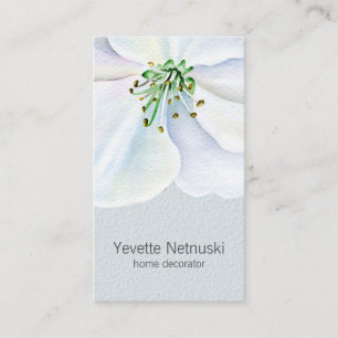 Chic White Magnolia Contemporary Business Card