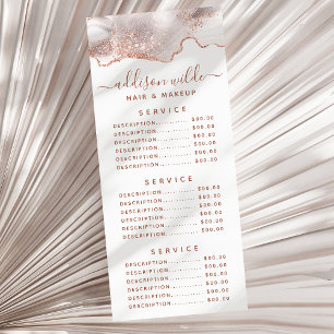 Chic White Marble Agate Rose Gold Glitter Rack Car Rack Card