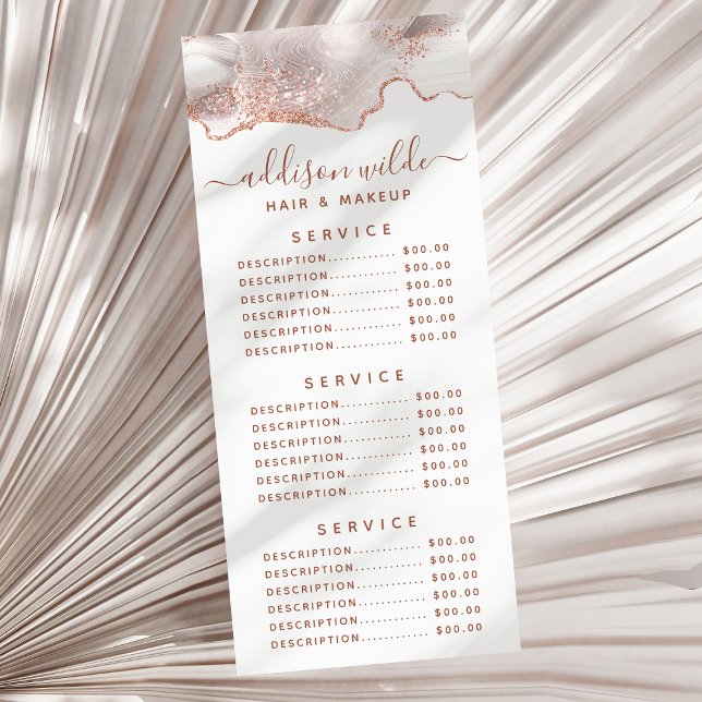 Chic White Marble Agate Rose Gold Glitter Rack Car Rack Card (Creator Uploaded)