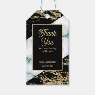 Chic White Marble Gold Foil Paint Texture Birthday Gift Tags