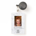 Chic white marble logo employee photo pass