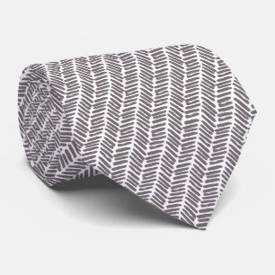 Chic White Mauve Taupe Abstract Chevron Tie