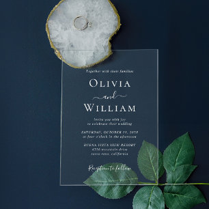 Chic White Minimalist Wedding Acrylic Invitations