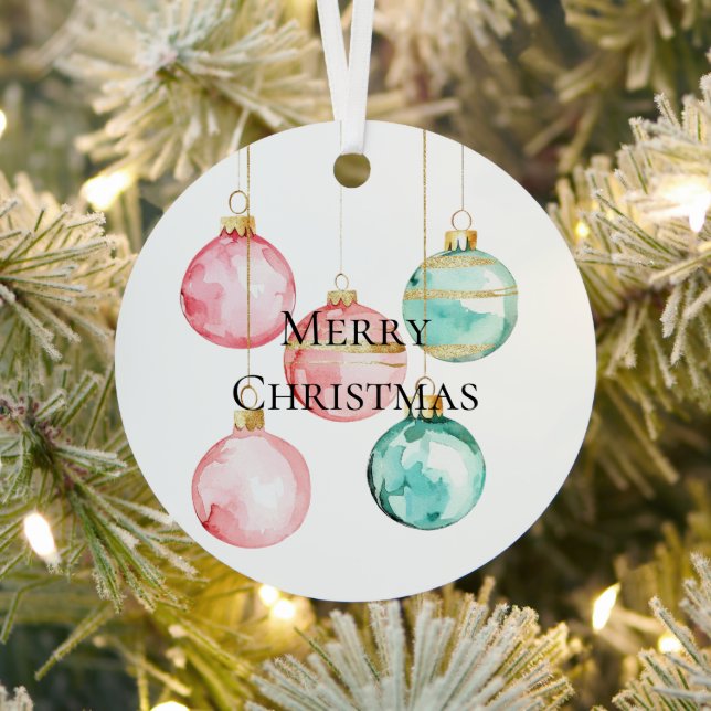Chic White Mint Pink Gold Christmas Ornaments (Insitu)