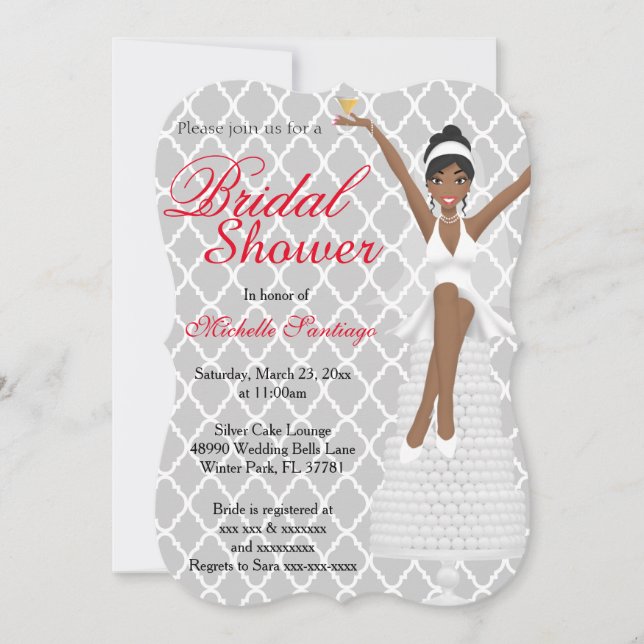 Chic White Modern Bridal Shower Invite (Front)