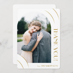 Chic White Photo Wedding Thank You Card
