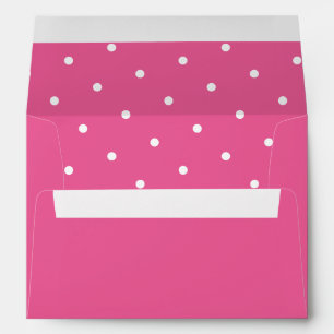 Chic White Polka Dot Pattern Hot Pink Envelope