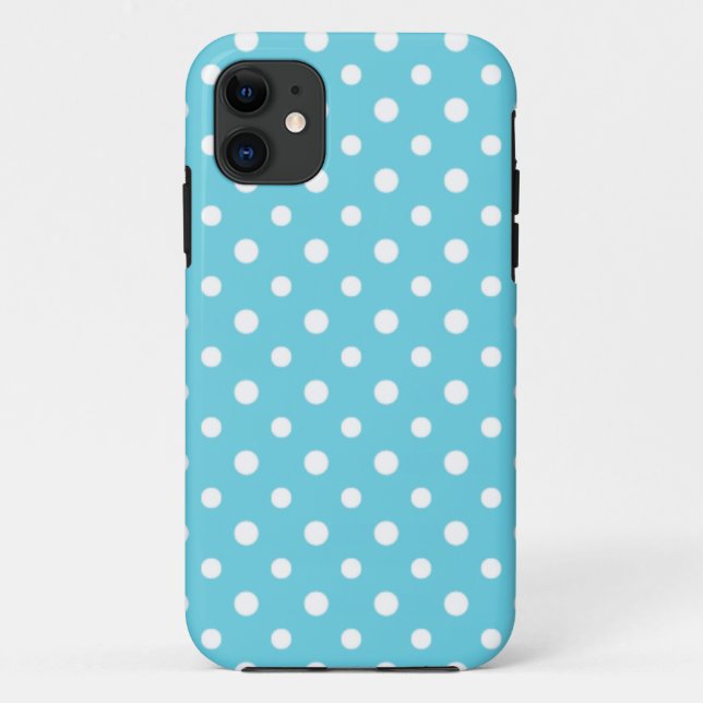 Chic White Polka Dots on Turquoise Case-Mate iPhone Case (Back)