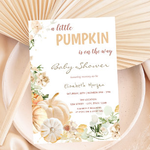 Chic White Pumpkins Flowers Invitation