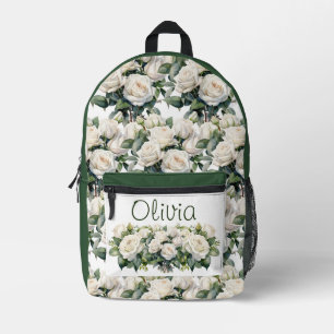 Chic White Roses Printed Backpack