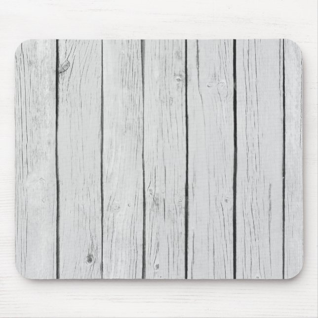 Chic White Rustic Wood Mouse Pad (Front)