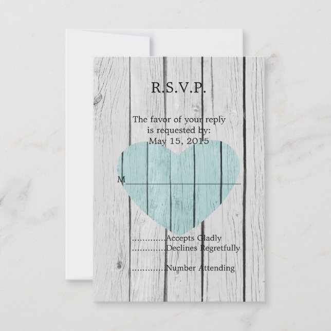 Chic White Rustic Wood RSVP (Front)