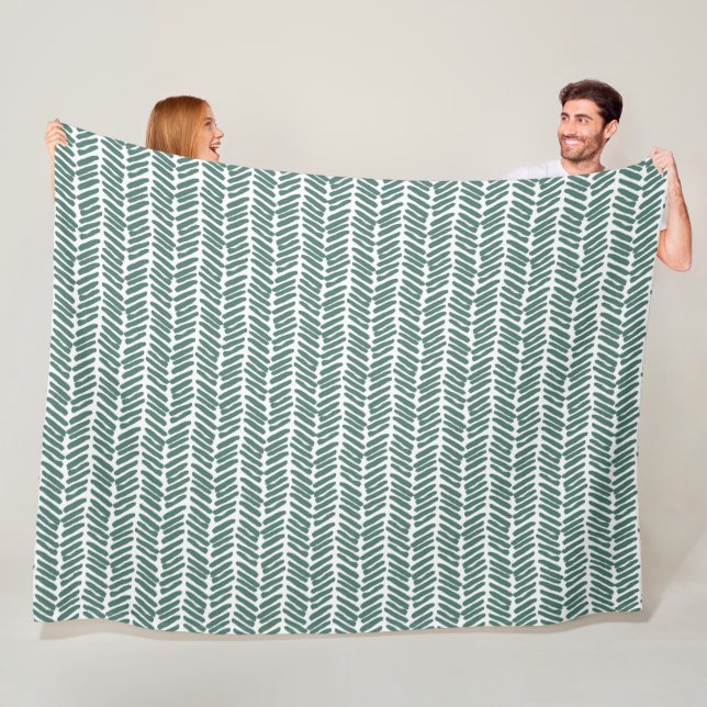 Chic White Sage Green Grey Abstract Chevron Fleece Blanket (In Situ)
