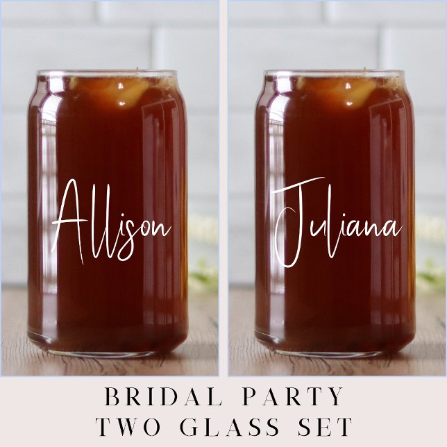 Chic White Script Bachelorette Party Wedding Can Glass (Creator Uploaded)