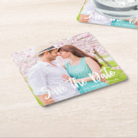 Chic White Script Engagement Photo Magnetic Card