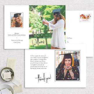 Chic White Signature Graduation Announcement