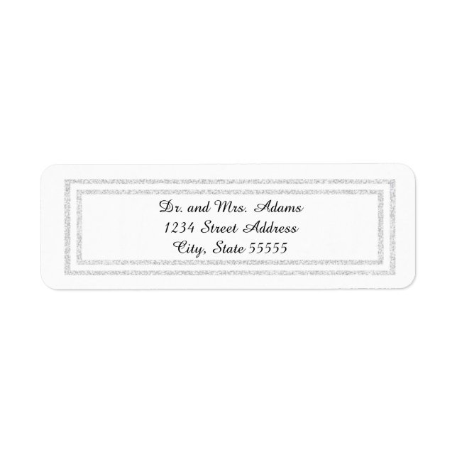 Chic White Silver Faux Glitter Trim -Address Label (Front)