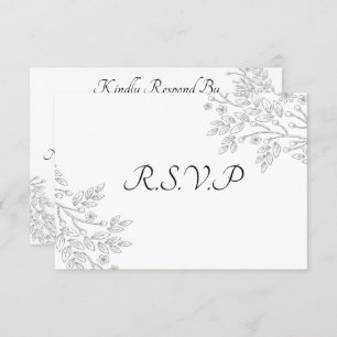 Chic White Silver Foil Floral RSVP Card