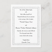 Chic White Silver Glitter Trim-3x5Wedding Invition