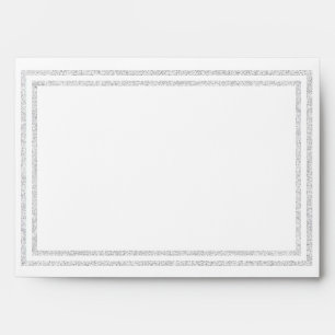 Chic White Silver Glittered Trim - Envelope