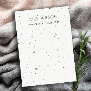CHIC WHITE TERRAZZO TEXTURE 3 EARRING DISPLAY LOGO BUSINESS CARD