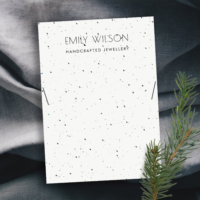 CHIC WHITE TERRAZZO TEXTURE NECKLACE DISPLAY LOGO BUSINESS CARD (Creator Uploaded)