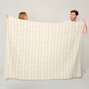 Chic White Vanilla Yellow Abstract Chevron Art Fleece Blanket