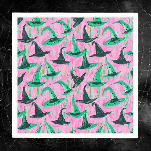 Chic Wicked Witch Hats Green and Black  Napkin