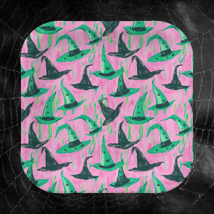 Chic Wicked Witch Hats Green and Black  Paper Plate