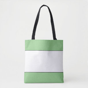 Chic Wide Outlined White Light Green Edge Stripes Tote Bag
