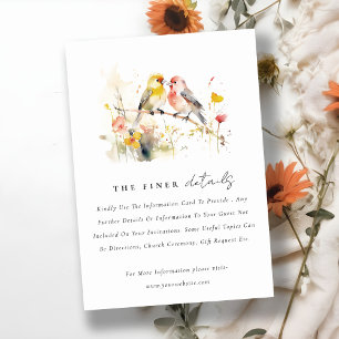 Chic Wild Botanical Love Birds Wedding Detail Enclosure Card