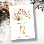 Chic Wild Botanical Watercolor Love Birds Wedding Table Number<br><div class="desc">It’s very easy to customise,  with your personal details. If you need any other matching product or customisation,  kindly message via Zazzle.</div>
