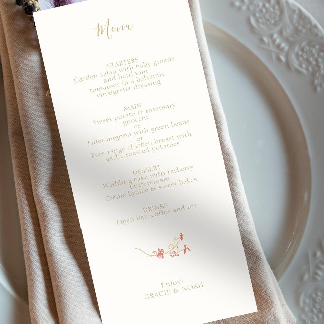 Chic Wildflower Ivory Card Wedding Menu (Creator Uploaded)