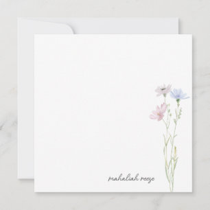 Chic Wildflower Meadow Calligraphy Personalised Card
