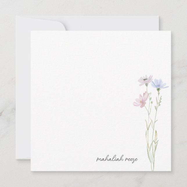 Chic Wildflower Meadow Calligraphy Personalised Card (Front)