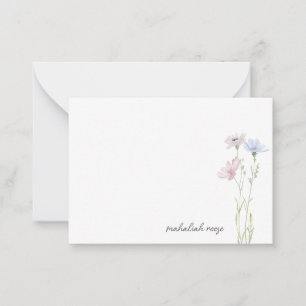 Chic Wildflower Meadow Calligraphy Personalised Card