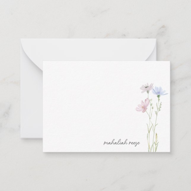 Chic Wildflower Meadow Calligraphy Personalised Card (Front)